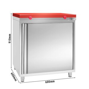 Nerezová pracovná skrinka PREMIUM - 600x600mm - s krídlovými dverami bez podstavca vrátane reznej dosky