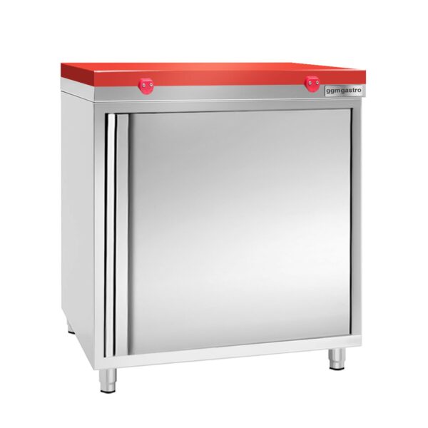 Nerezová pracovná skrinka PREMIUM - 600x600mm - s krídlovými dverami bez podstavca vrátane reznej dosky - Image 3