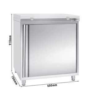 Nerezová pracovná skrinka PREMIUM - 600x700mm - s krídlovými dverami bez podstavca vrátane reznej dosky