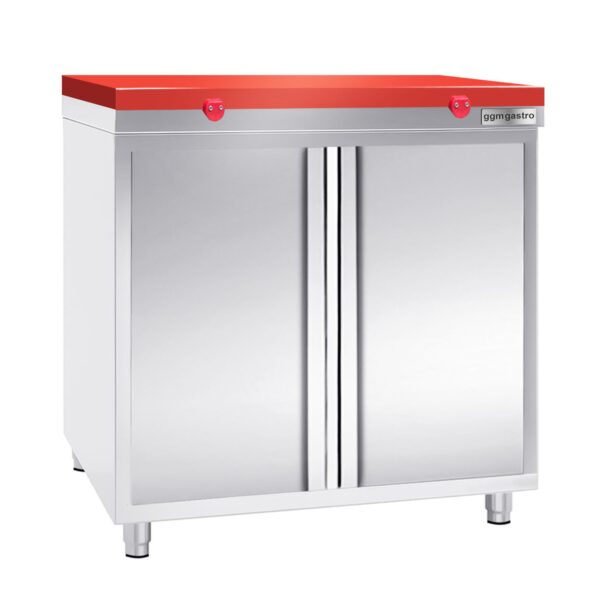 Nerezová pracovná skrinka PREMIUM - 800x700mm - s krídlovými dverami bez podstavca vrátane reznej dosky - Image 2
