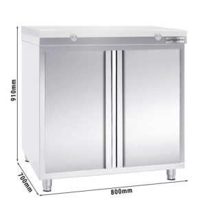 Nerezová pracovná skrinka PREMIUM - 800x700mm - s krídlovými dverami bez podstavca vrátane reznej dosky