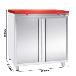 Nerezová pracovná skrinka PREMIUM - 800x700mm - s krídlovými dverami bez podstavca vrátane reznej dosky