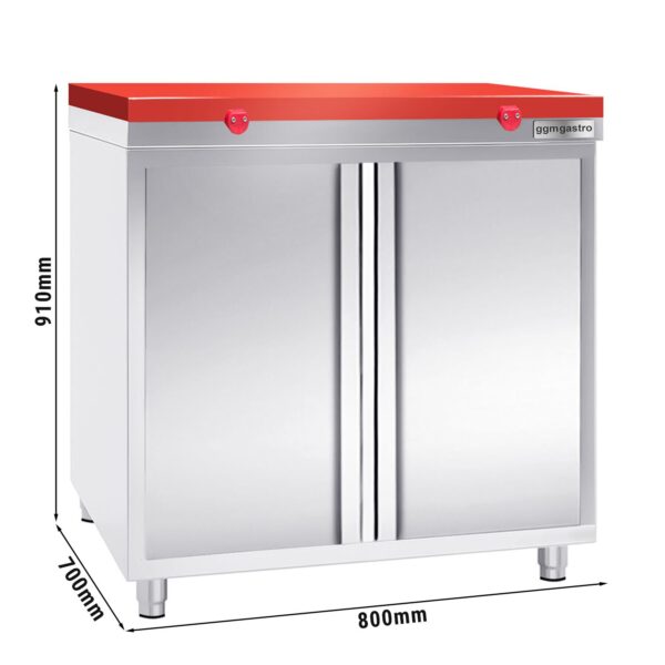Nerezová pracovná skrinka PREMIUM - 800x700mm - s krídlovými dverami bez podstavca vrátane reznej dosky