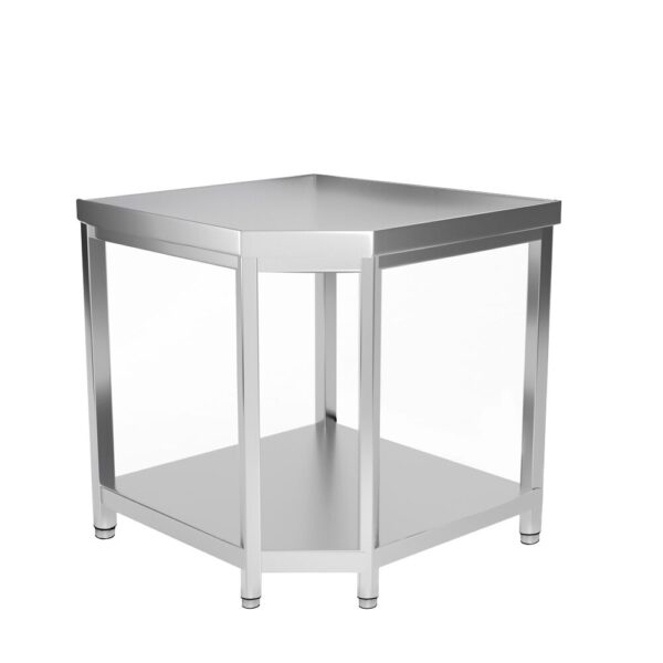 Nerezový rohový pracovný stôl PREMIUM - 1000x700mm - s podnožou bez podstavca - Image 3