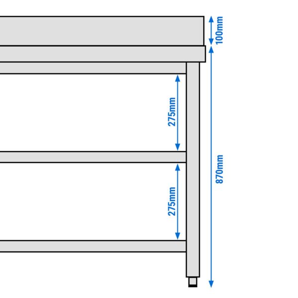 Nerezový pracovný stôl PREMIUM - 800x600mm - s podnožou, podperou a podperou - Image 13