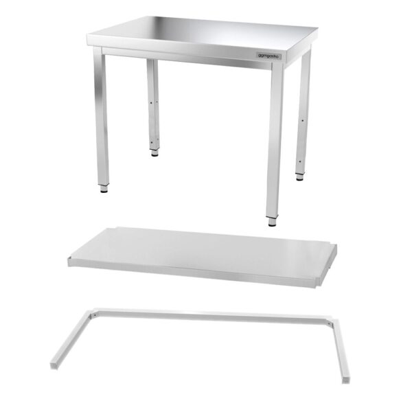 Nerezový pracovný stôl PREMIUM - 1000x600mm - s podnožou a vzperami - Image 7