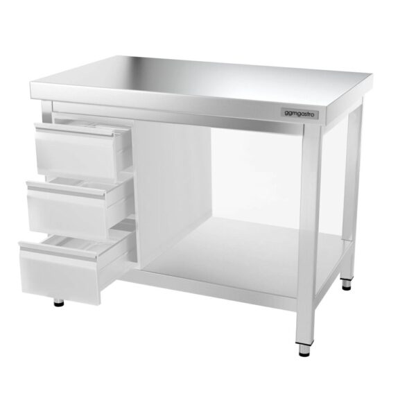 Nerezový pracovný stôl PREMIUM - 1000x600mm - s podnožou a vzperami - Image 13
