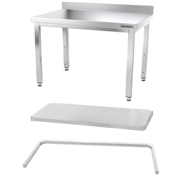 Nerezový pracovný stôl PREMIUM - 1200x600mm - s podnožou, podperou a podperou - Image 6