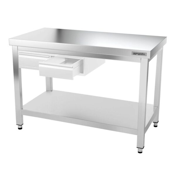 Nerezový pracovný stôl PREMIUM - 1200x600mm - s podnožou a vzperami - Image 10