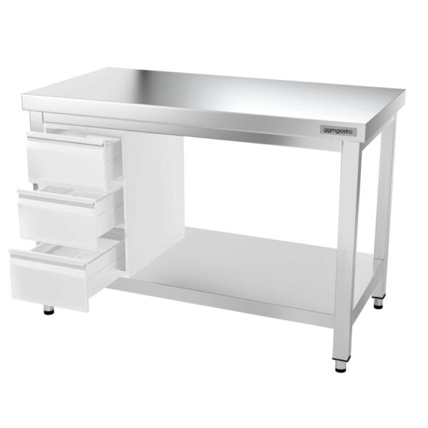 Nerezový pracovný stôl PREMIUM - 1200x600mm - s podnožou a vzperami - Image 13