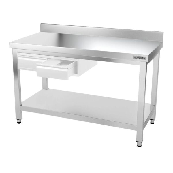 Nerezový pracovný stôl PREMIUM - 1400x600mm - s podnožou, podperou a podperou - Image 9