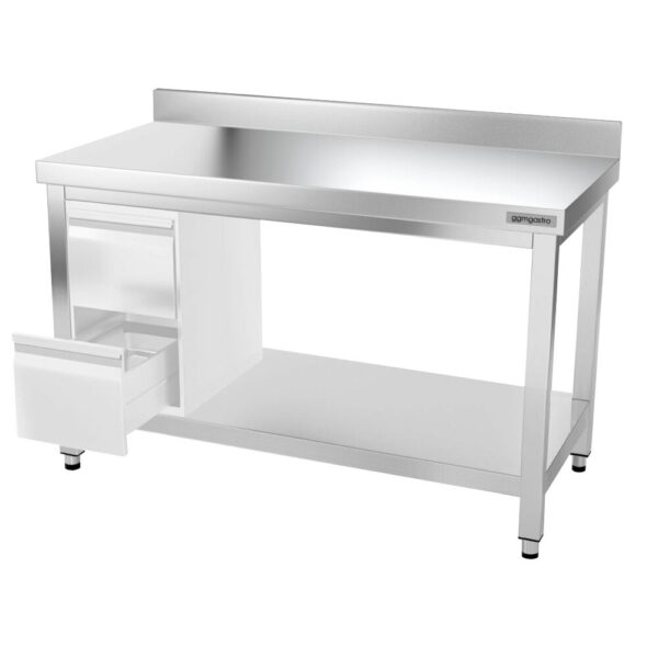 Nerezový pracovný stôl PREMIUM - 1400x600mm - s podnožou, podperou a podperou - Image 11
