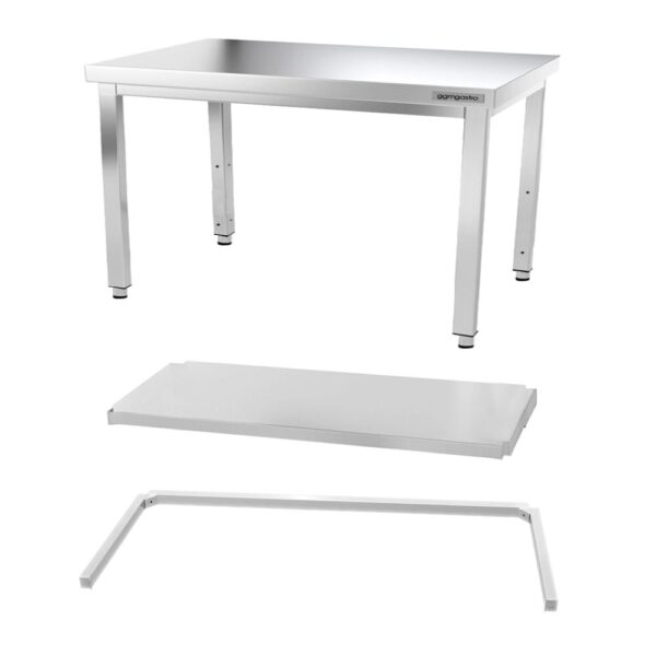 Nerezový pracovný stôl PREMIUM - 1500x600mm - s podnožou a vzperami - Image 8