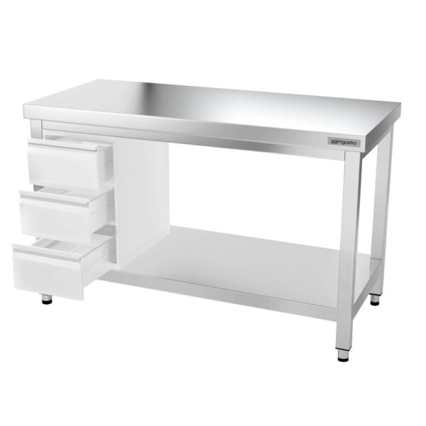 Nerezový pracovný stôl PREMIUM - 1400x600mm - s podnožou a vzperami - Image 13