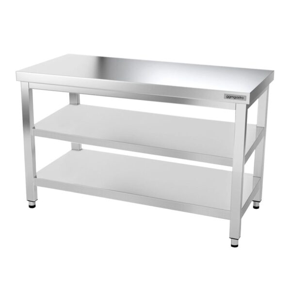 Nerezový pracovný stôl PREMIUM - 1500x600mm - so základnou policou a medzipoličkou - Image 4