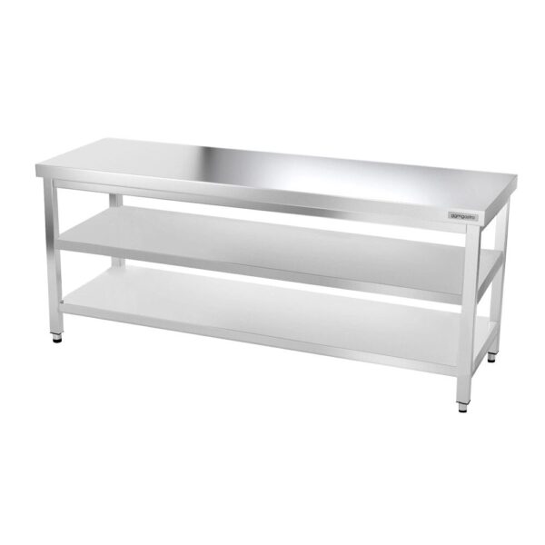 Nerezový pracovný stôl PREMIUM - 1600x600mm - so základnou policou a medzipoličkou - Image 4