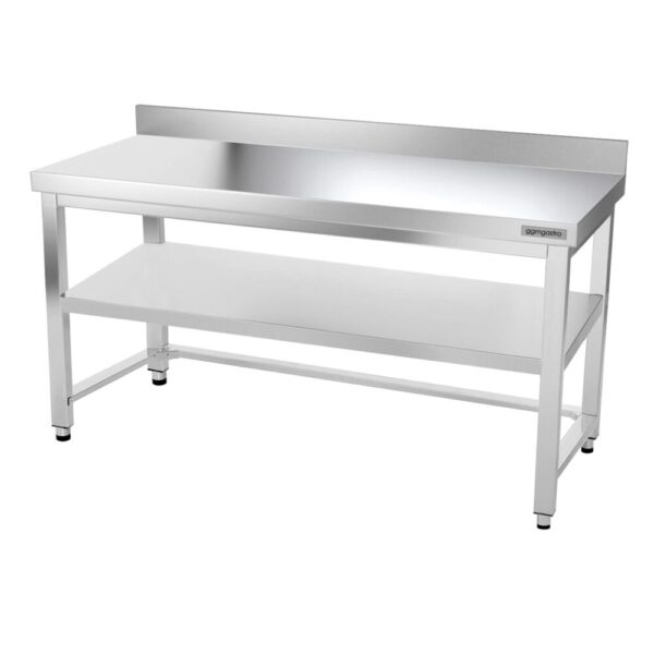 Nerezový pracovný stôl PREMIUM - 2000x600mm - s podnožou, podperou a podperou - Image 4