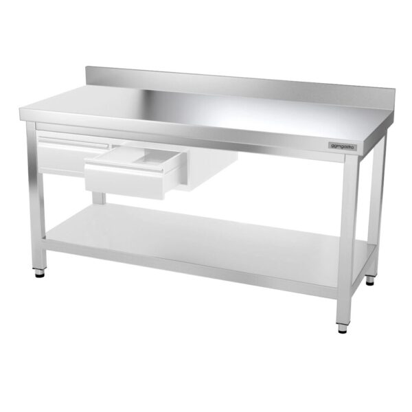 Nerezový pracovný stôl PREMIUM - 2000x600mm - s podnožou, podperou a podperou - Image 8
