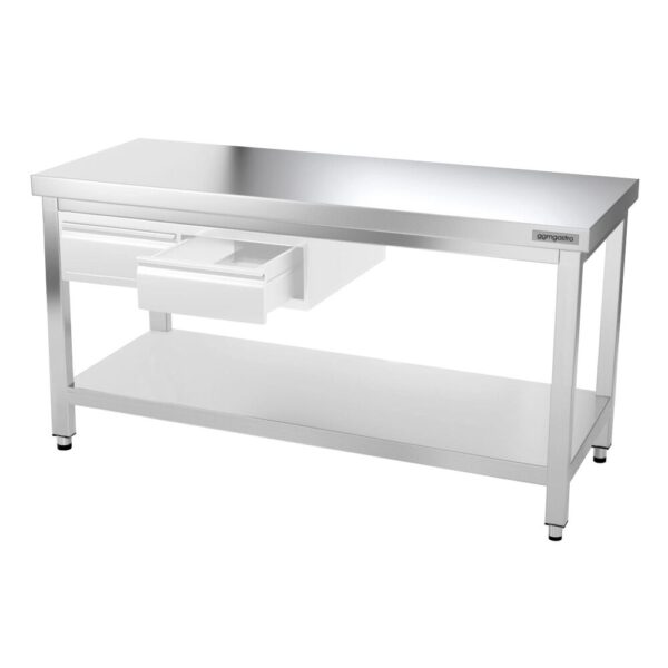 Nerezový pracovný stôl PREMIUM - 1500x600mm - s podnožou a vzperami - Image 28