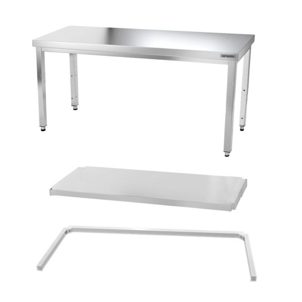 Nerezový pracovný stôl PREMIUM - 1800x600mm - s podnožou a vzperami - Image 8