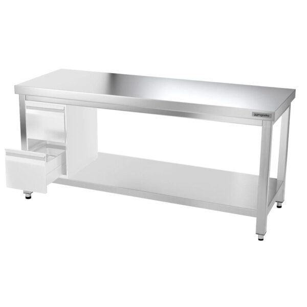 Nerezový pracovný stôl PREMIUM - 1800x600mm - s podnožou a vzperami - Image 12