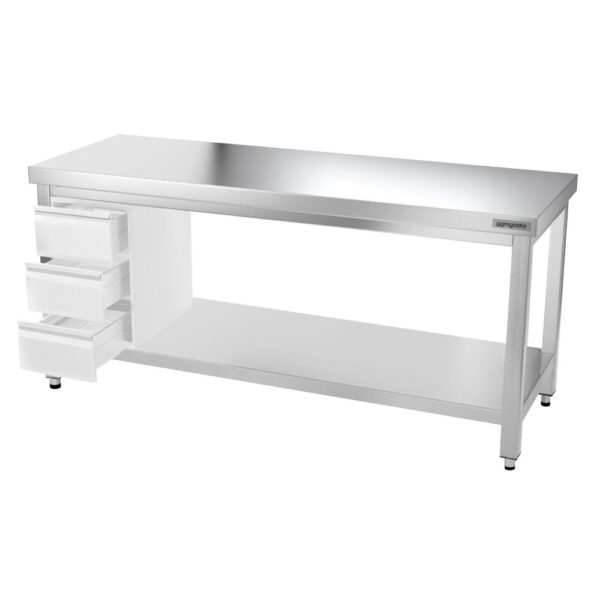 Nerezový pracovný stôl PREMIUM - 1800x600mm - s podnožou a vzperami - Image 13