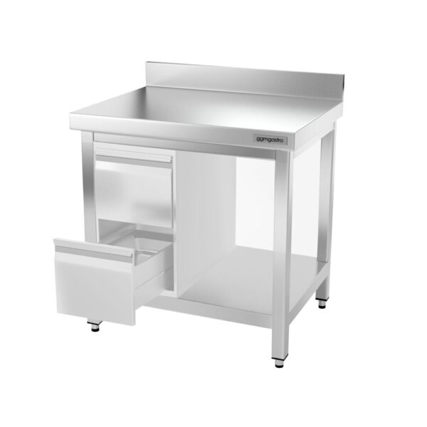 Nerezový pracovný stôl PREMIUM - 800x600mm - s podnožou, podperou a podperou - Image 9