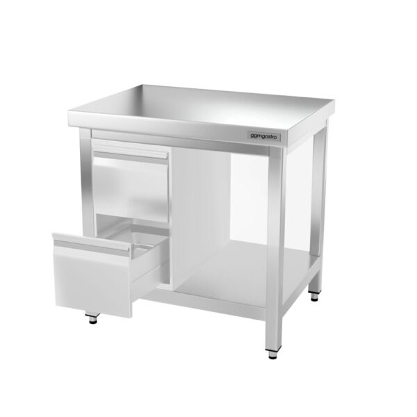 Nerezový pracovný stôl PREMIUM - 800x600mm - s podnožou a vzperami - Image 9