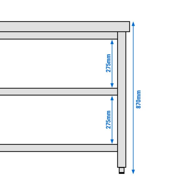 Nerezový pracovný stôl PREMIUM - 700x600mm - so základnou policou a medzipoličkou - Image 3