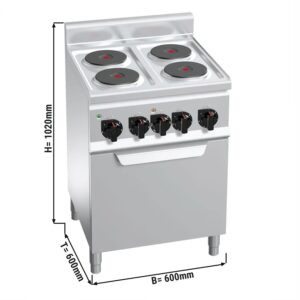 Elektrický sporák - 8 kW - 4 platne okrúhle - vrátane elektrickej rúry - 3 kW