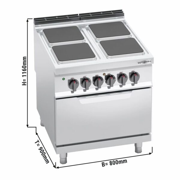Elektrický sporák - 14 kW - 4 platne štvorcové - vrátane elektrickej rúry statickej - 7,5 kW - Image 4