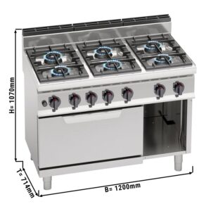 Plynový sporák - 42 kW - 6 horákov - vrátane plynovej rúry statickej - 7,8 kW