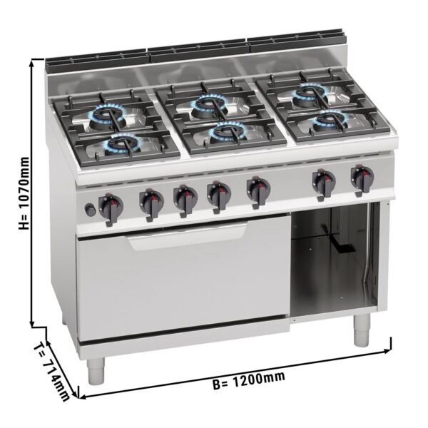 Plynový sporák - 42 kW - 6 horákov - vrátane plynovej rúry statickej - 7,8 kW