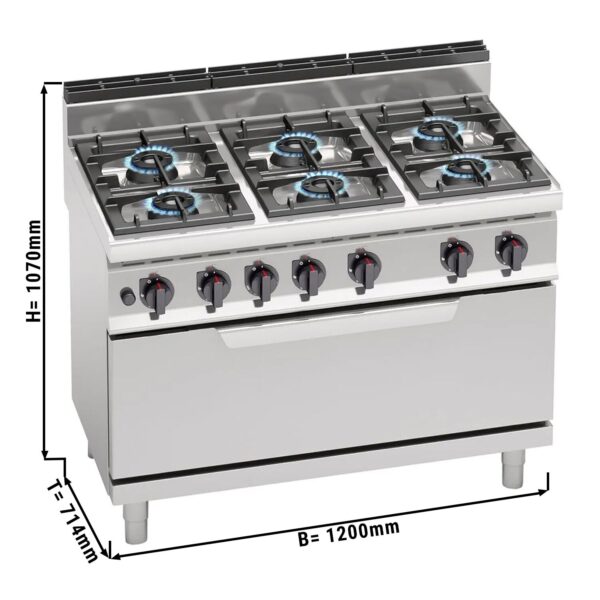 Plynový sporák - 42 kW - 6 horákov - vrátane plynovej rúry Static - 12 kW - vysokovýkonný model - Image 4