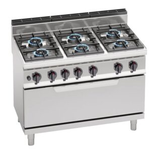 Plynový sporák - 42 kW - 6 horákov - vrátane plynovej rúry Static - 12 kW - vysokovýkonný model