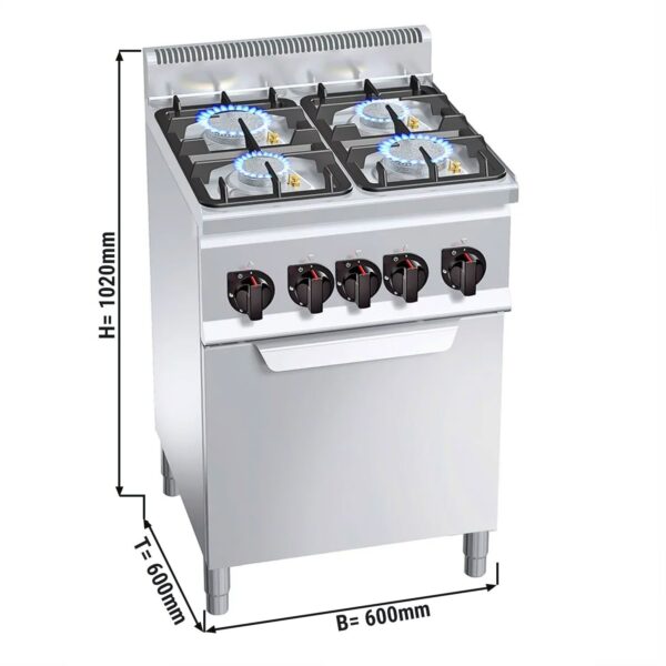 Plynový sporák - 19 kW - 4 horáky - vrátane plynovej rúry - 3,5 kW