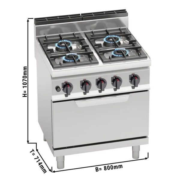 Plynový sporák - 28 kW - 4 horáky - vrátane plynovej rúry statickej - 7,8 kW