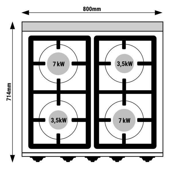 Plynový sporák - 28 kW - 4 horáky - vrátane plynovej rúry statickej - 7,8 kW - Image 2