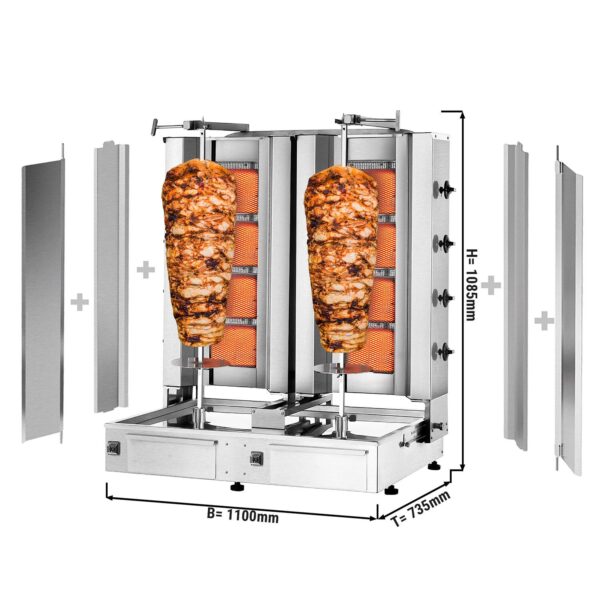 Plynový gyros/ gril na kebab - 4+4 horáky - max 120 kg - vrátane 2 krytov a 2 krídlových dverí - Image 7