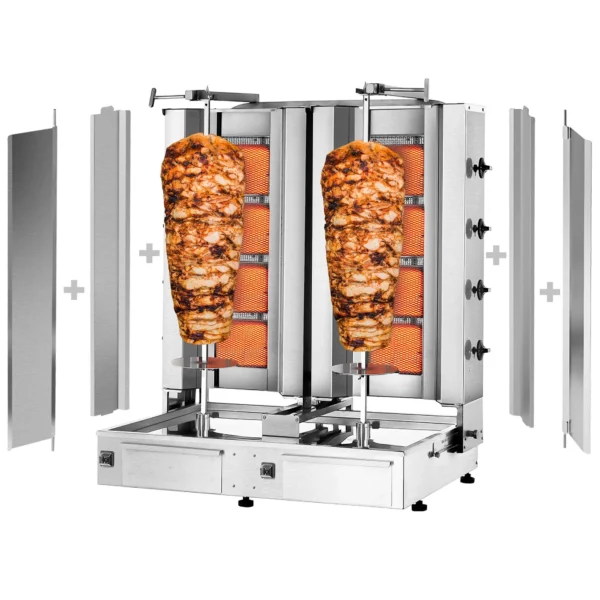 Plynový gyros/ gril na kebab - 4+4 horáky - max 120 kg - vrátane 2 krytov a 2 krídlových dverí - Image 8