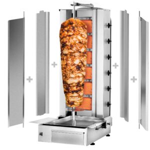 Plynový gril na kebab gyros/doner - 6 horáky - max 100 kg - vrátane 2 krytov a 2 krídlových dverí