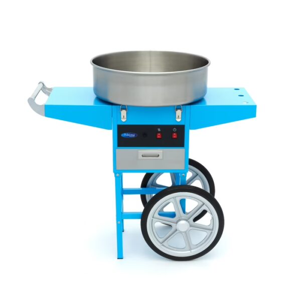 Stroj na cukrovú vatu s vozíkom – Ø 52 cm – modrý - Image 11