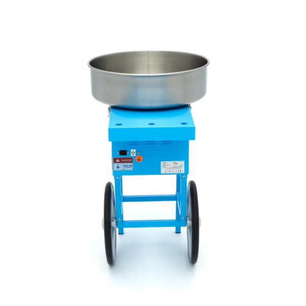 Stroj na cukrovú vatu s vozíkom – Ø 52 cm – modrý - Image 10