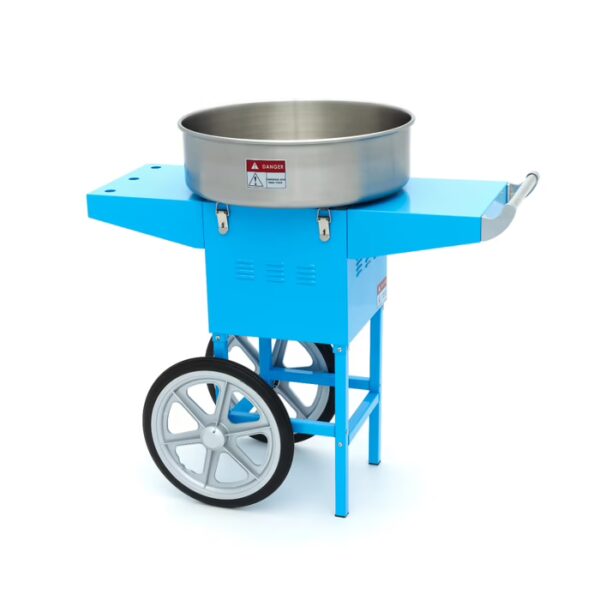 Stroj na cukrovú vatu s vozíkom – Ø 52 cm – modrý - Image 9