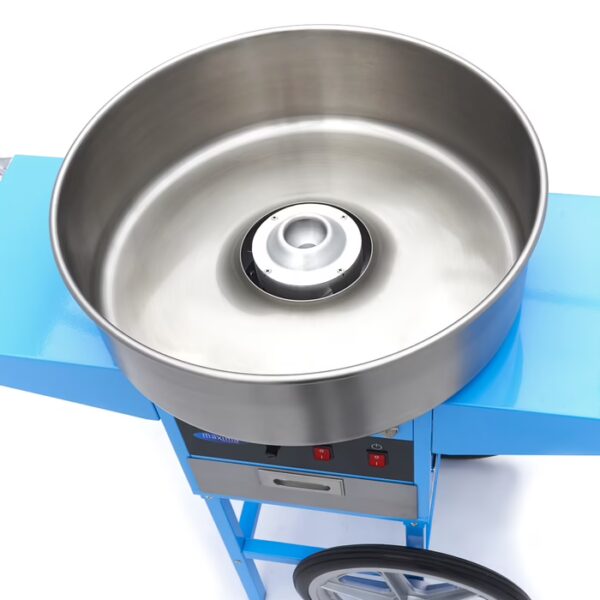 Stroj na cukrovú vatu s vozíkom – Ø 52 cm – modrý - Image 8