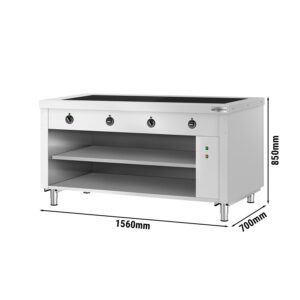 Bufetový pult KOPENHAGEN - 1560mm - s varnou doskou - nerez