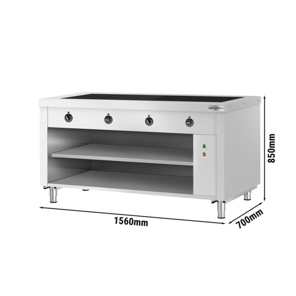 Bufetový pult KOPENHAGEN - 1560mm - s varnou doskou - nerez