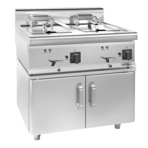 Elektrická dvojitá fritéza - 10+10 litrov - 18 kW - vrátane podstavca s 2 dvierkami