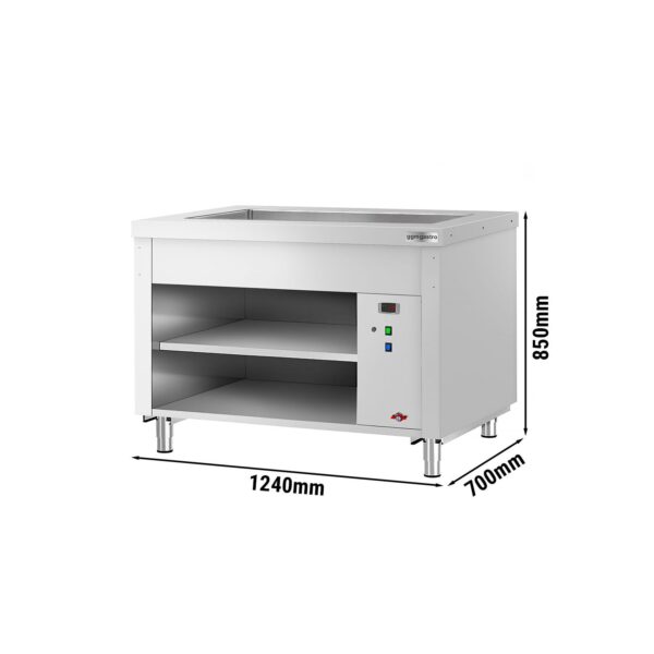 Bufetový pult KOPENHAGEN - 1240mm - s vaňou - pre 3x GN 1/1 - nerez