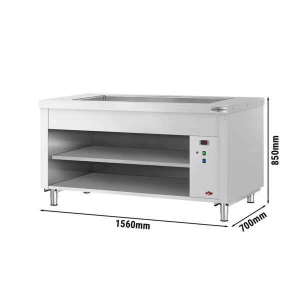 Bufetový pult KOPENHAGEN - 1560mm - s vaňou - pre 4x GN 1/1 - nerez